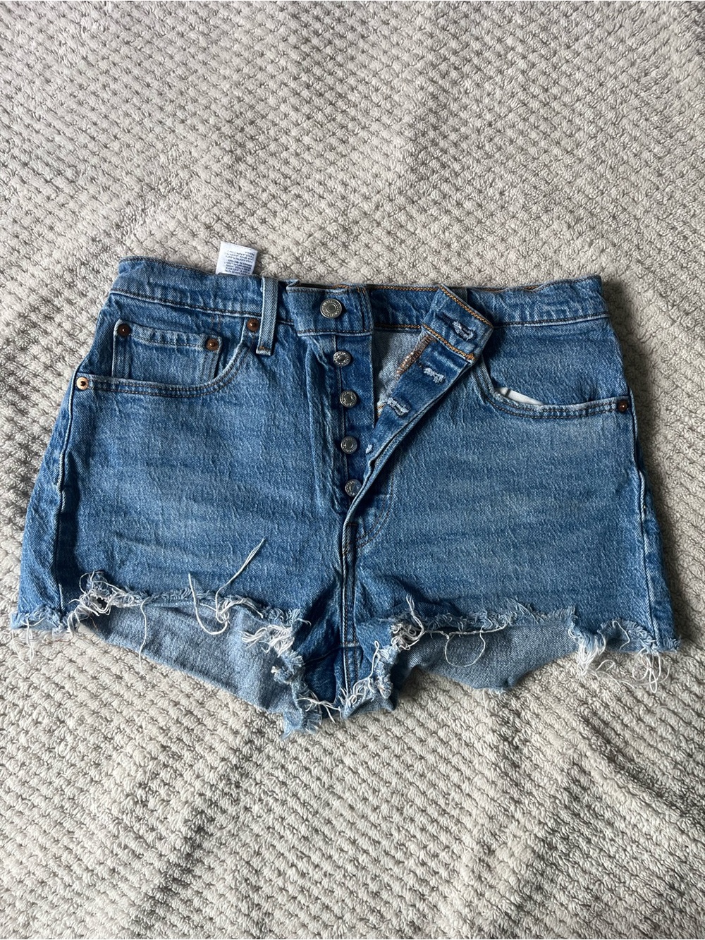 Levi's 501 Blue Distressed Cutoff Jean Shorts